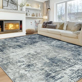 8x10 Area Rugs for Living Room Rug Washable: Modern Large Rug for Dining Room Bedroom Carpet Non Slip 8 by 10 Indoor Abstract Nursery Home Office Blue Grey