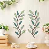 Zhengmy 2 Pieces Metal Tree Leaf Wall Decor Vine Olive Branch Leaf Wall Art Living Room, Hallway Wall Decor Outdoor Decoration(Gradient Green)