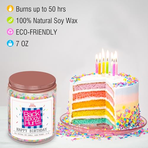 Homsolver Birthday Candles Gift for Her and Him, Birthday Gifts for Women Men, Unique Best Friend Gift Ideas -Back & Body Hurts Happy Birthday Candle