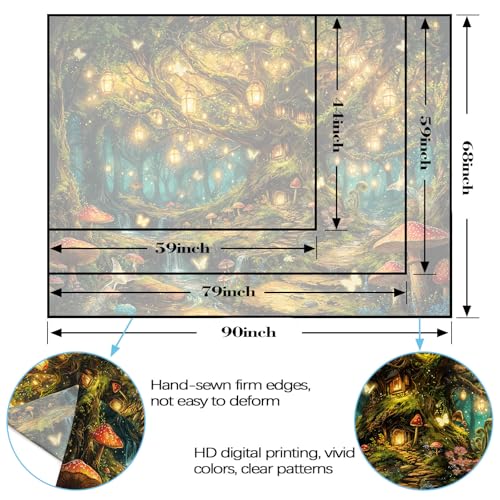 Kanuyee Enchanted Life Tree Forest Tapestry, Luminous Fairy Tale Wall Hanging for Room Decor, Dreamy Nature Home Decor 80L x 60W