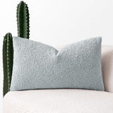 MIULEE Textured Boucle Lumbar Pillow Cover for Bed 12x20 Light Blue
