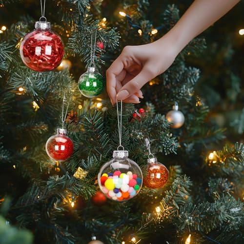12 Pack Clear Plastic Fillable Ornament Ball 3.15''/80mm for Christmas,Holiday, Wedding,Home Decor