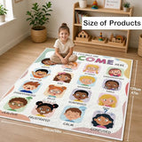 Calming Corner Rug Classroom, Calm Down Corner Rug 4 X 3.3 Ft, Soft Chart Emotion Mental Health Floor Mat for School Bedroom Playroom