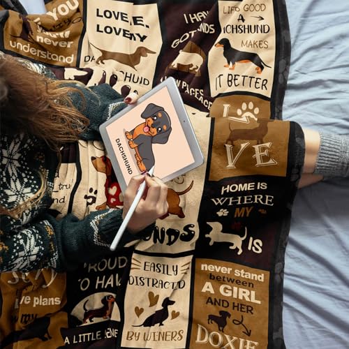 Dachshund Gifts for Women Blanket 60"X50", Weiner Dog Gifts for Women, Christmas Birthday Dachshund Lovers Gift, Weiner Decor Throw