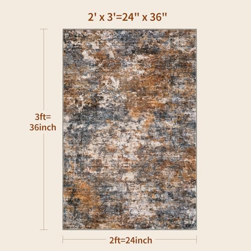 Tangsoo Abstract 2x3 Washable Rugs for Entryway, Small Area Rug Non Slip