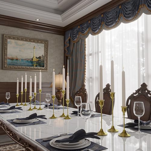 NLBTW 54 Pcs Brass Gold Candle Holder Bulks for Wedding Party Decor