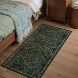 2x4 Washable Runner Rug Green Boho Floral for Hallway Kitchen Bedroom