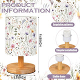 Wildflower Kids Table Lamp for Bedroom Kids Bedside Lamp with Linen Wooden Nightstand Cartoon Nursery Lampshade for Girls Boys Living Room