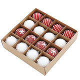 Christmas Tree Ball Ornament Set 16pcs 80mm/3.15inch Red White Glittering Shatterproof Foam Christmas Ball Ornaments Xmas Tree Decor Holiday Decoration