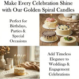 12-Count Spiral Birthday Candles, Long Twisty Gold Party Candles with Candle Holders, Long Burning for Weddings, Birthdays, Party Decorations, Cupcakes, Anniversary and Meetups (Gold)