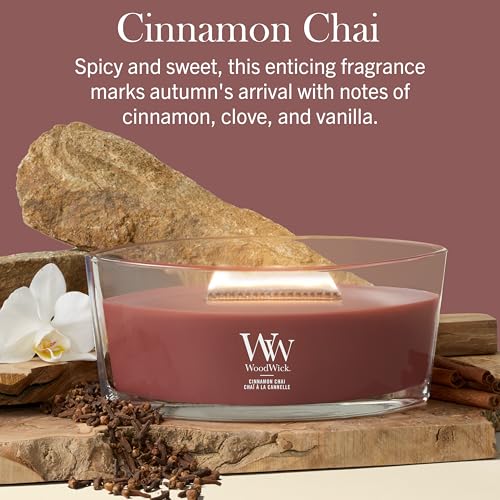 WoodWick Cinnamon Chai Scented Candle, Crackling Wick, 16oz