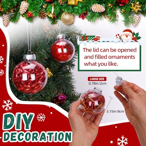 12 Pack Clear Plastic Fillable Ornament Ball 3.15''/80mm for Christmas,Holiday, Wedding,Home Decor