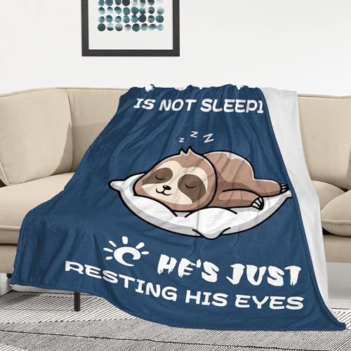 Pop Pop Birthday Gifts from Grandkids, Gifts for Pop Pop/Grandpa, Grandpa Birthday Gifts, Soft & Cozy Sloth Blanket Throw 60" X 50"