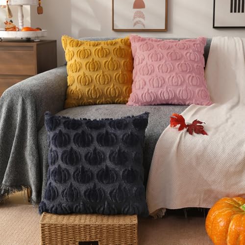 DFXSZ Fall Pillow Covers 20x20 2Pcs Pink Pumpkin Fall Decorations for Home