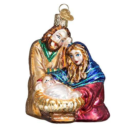 Old World Christmas Holy Family Glass Blown Ornament for Christmas Tree, Handcrafted Holiday Decoration, Religion Collection