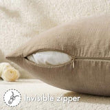 MIULEE Light Brown Couch Pillow Covers 18x18 Inch, Set of 2 Chenille Decorative Square Throw Pillow Covers Farmhouse for Sofa Living Room Bed