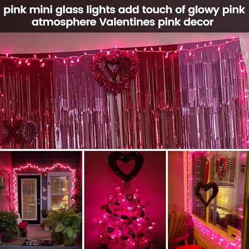 TIGOMOOV Pink Mini Christmas String Lights-21ft 100 Count Incandescent Fairy Lights with White Cord-Plug in Decorative Lights for Christmas Tree, Valentine's Day, Wedding&Home Decor (Indoor Outdoor)