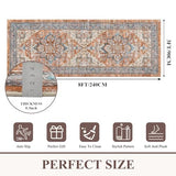 Washable 3x8 Hallway Runner Rug, Oriental Indoor Soft Non-Slip Carpet for Kitchen Bathroom Entryway Thin Stain Resistant Floor Mat for Living Room Bedroom Laundry
