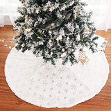 Christmas Tree Skirt 30/36/49 inches Xmas White Tree Skirts Snowflake Embroidery for Christmas Decorations Holiday Party 198 Silver 78