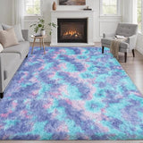 Area Rug Living Room Bedroom: 6x9 Fluffy Plush Shag Carpet Rainbow