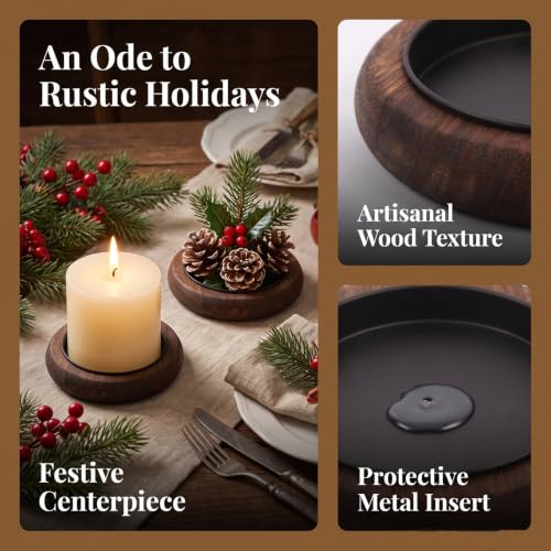Hatway Wood Candle Holders for Pillar Candles