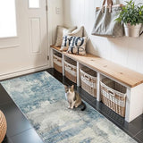 2x6 Abstract Kitchen Rug Runners: Washable Hallway Non Slip Runner Blue