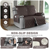 TAOCOCO 100% Waterproof Oversized Loveseat Recliner Cover, Non Slip Split Couch Covers for Reclining Loveseat with Elastic Straps for Kids Pets(Oversized 2 Seater, Chocolate)