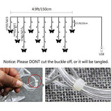 Butterfly Curtain Lights, 4.9ft 48 LED USB Window Fairy Lights 10 Butterflies 8 Modes Firefly Twinkle Timer String Lights with Remote for Room Bedroom Wall Ceiling Party Wedding Christmas