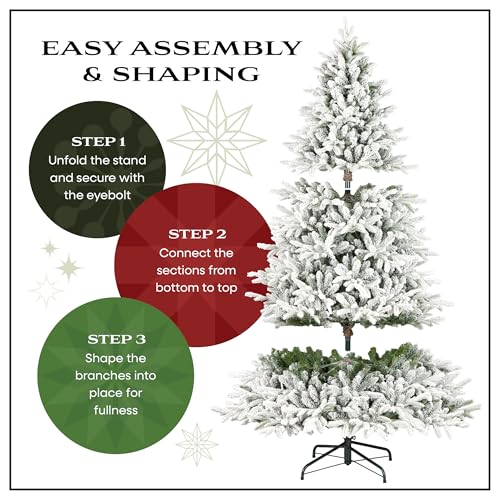National Tree Company 7.5 ft Pre-Lit Flocked Acacia Slim Artificial Christmas Tree, 350 Clear Lights, 641 Tips, Includes Stand, Green