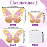Geosar 20 Pcs 3D Large Butterfly Decoration 3 Size 12" 10" 5" 2 Layer Giant Paper Butterfly Stickers for Wedding Birthday Party Baby Shower Home Wall Decor (Gold,Purple)