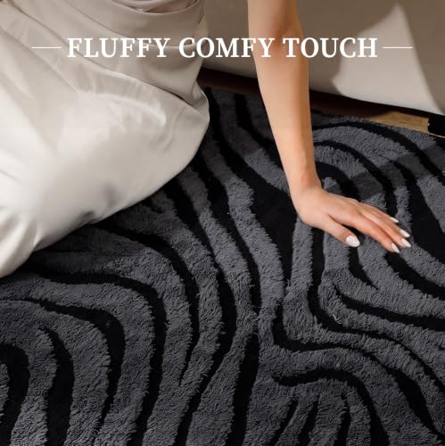 Zebra Hallway Runner Rugs 2x8: Grey Washable Bathroom Rug