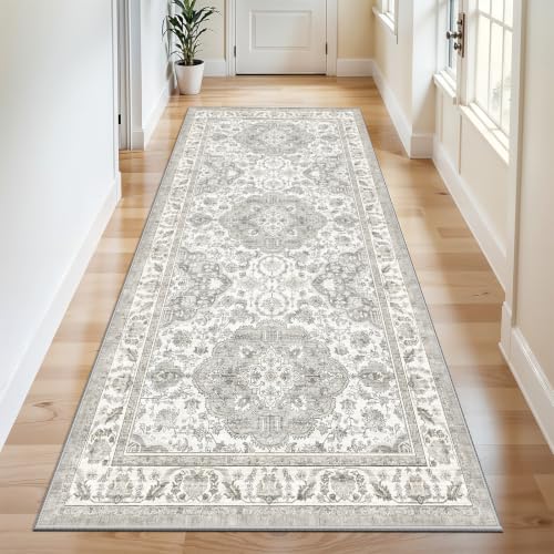 5x10 Rug Washable Living Room Area Rugs Non Slip Warm Grey