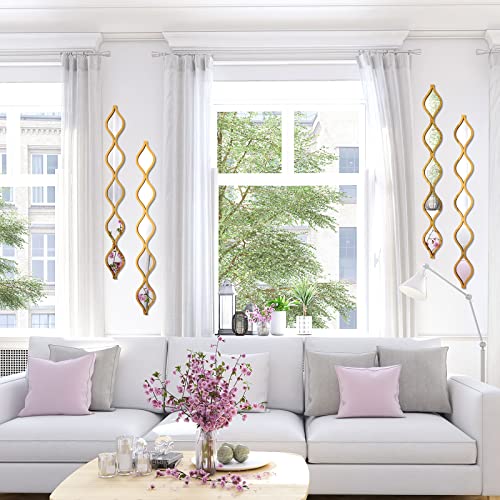 Qunclay Teardrop Mirror Wall Art Decorative Mirror Wall Decor Long Narrow Hanging Art for Apartment Living Room Bathroom Bedroom Entryway(Gold,4 Pcs)