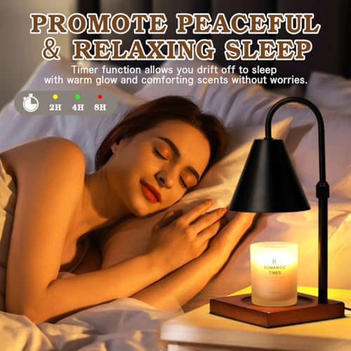 Modern Candle Warmer Lamp with Timer, Dimmable Candle Lamp Warmer, Mothers Day Birthday Gifts for Women Men, Black Candle Warmer, Adjustable Candle Light Warmer, Cozy Living Room Bedroom Home Decor