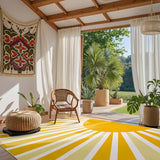 Lahome Yellow Rainbow Sun Area Rug 8x10 for Classroom