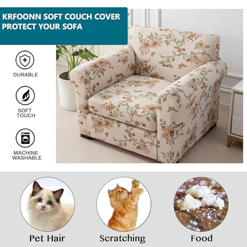 KRFOONN 2 Piece Chair Covers Printed Sofa Covers Couch Covers Washable Armchair Sofa Couch Slipcover Furniture Protector with Elastic Bottom for Living Room (Armchair, 57), Small