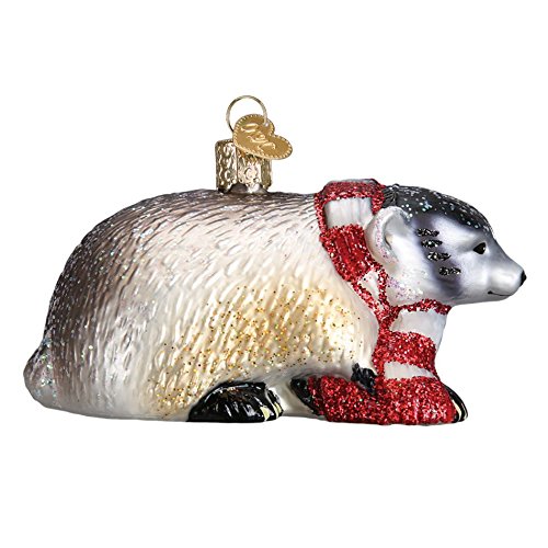 Old World Christmas Badger Glass Blown Ornament for Christmas Tree, Handcrafted Holiday Decoration, Wildlife Animal Collection
