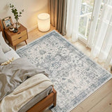 3x5 Entryway Rug,Blue Vintage Boho Bedroom Area Rug