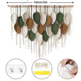KHOYIME Large Macrame Wall Hanging Boho Woven Tapestry, Chic Home Decor Modern Bohemian Handmade Leaf Feather Wall Art Decorations for Apartment Dorm Living Room Bedroom Nursery Backdrop 39"W X 29.5"L