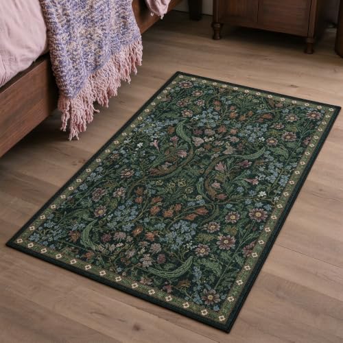 Washable Non-Slip Small Area Rug 16x24, Also a Pet Feeding Mat or Door Mat