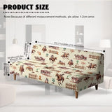 Suobstales Horse Cactus Cowboy Pattern Futon Slipcover Armless Sofa Cover Stretch Furniture Protector for Foldable Couch Bed with Elastic Bottom for Living Dining Room
