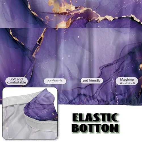Purple Marble Futon Cover Stretch Armless Sofa Covers Sofa Bed Covers Futon Slipcover Furniture Protector for Living Room Home Decor Washable