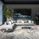 PADOOR Abstract 4'x6' Area Rug, Washable Non-Slip Low Pile, Marble Grey