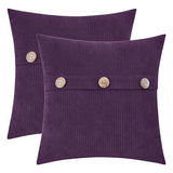 HWY 50 Purple Chenille Throw Pillow Covers 16x16 Inch Buttons Pack of 2