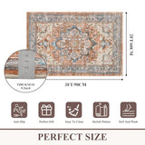 Entryway Rug 2x3 Washable Vintage Soft Floor Mat Non Slip Indoor Entrance Small Rugs Low Pile Area Rug Throw Rugs