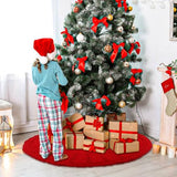 YUJUN 48 Inches Christmas Knitted Tree Skirt Decorations Xmas Large Red Chunky Cable Farmhouse Thick Rustic Tree Skirt for Merry Christmas Tree Holiday Home Party Decoration