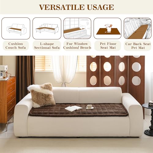 MYSKY HOME Couch Covers for 3 Cushion Sofa Pet Friendly, Couch Cover for Dogs, Sofa Covers for Pets Washable, Soft Non-Slip Sofa Slipcovers Furniture Protector Covers, Chococlate, 27.6" x 70.9"