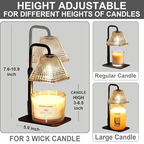 Candle Warmer Lamp with Timer Dimmer Adjustable Height,Electric Dimmable Wax Warmer for Scented Jar Candles,Mom Birthday Gifts for Women,House Warming Gifts New Home Bedroom Decor,Black