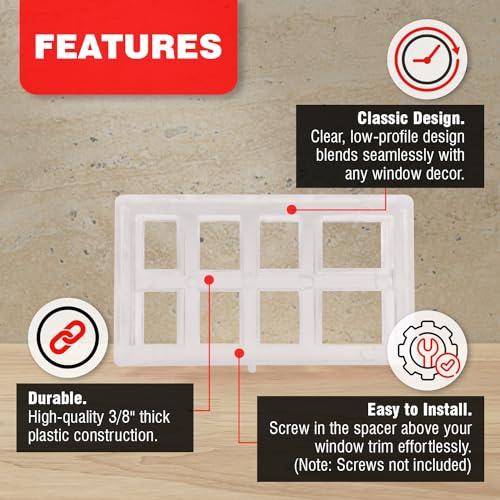 Amazing Drapery Hardware Bracket Spacer Blocks 8ct – Durable Extension Clear Plastic Brackets for Blinds and Shades, Ideal for Home and Office Window Treatments