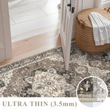 4x6 Area Rug for Living Room - Machine Washable Rugs with Non-Slip Backing Large Bedroom Carpet Distressed Oriental Non-Slip Non-Shedding Soft Thin Floor Mat for Dining Room Playroom(Beige,4x6)
